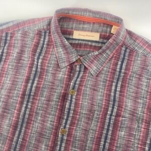 Tommy Bahama Mens XL Multi Color Stripe Silk Blend Short Sleeve Shirt NWT